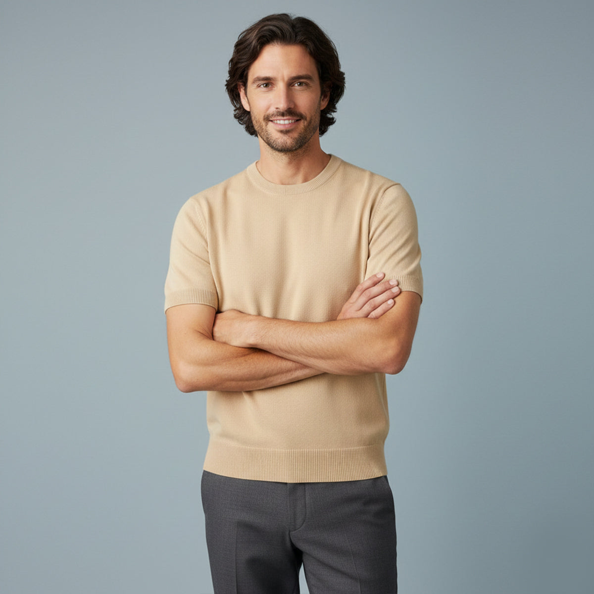 The Evoque Slim Fit Knit T-Shirt for Men