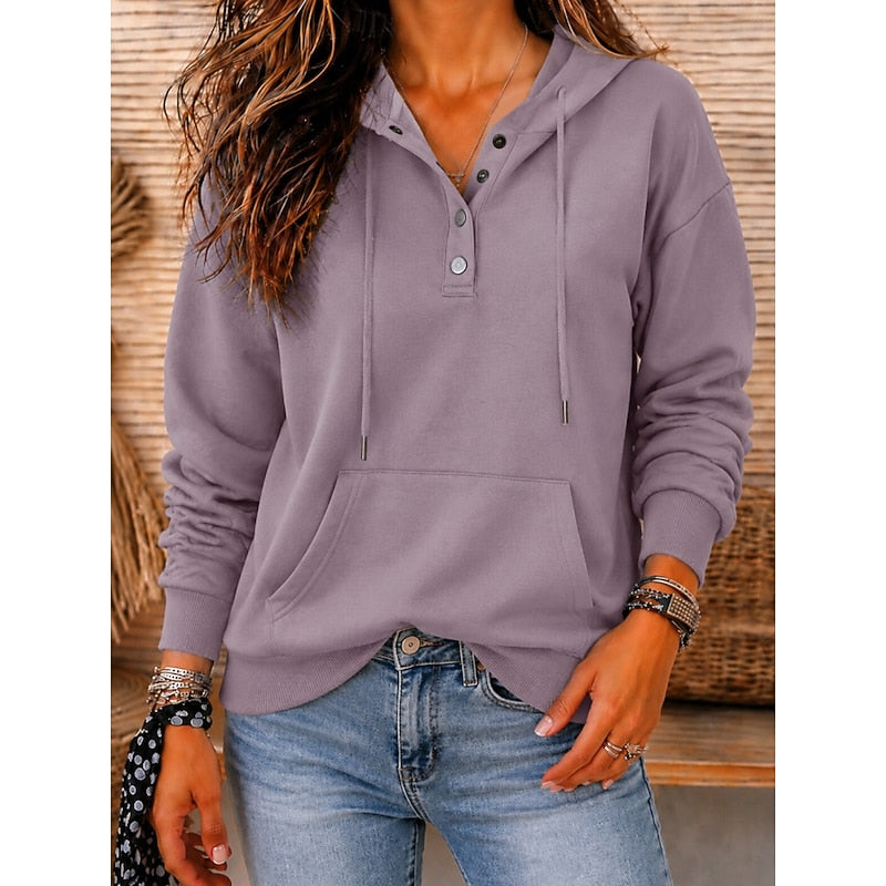Women’s Hoodie with Hood and Button-Up Collar