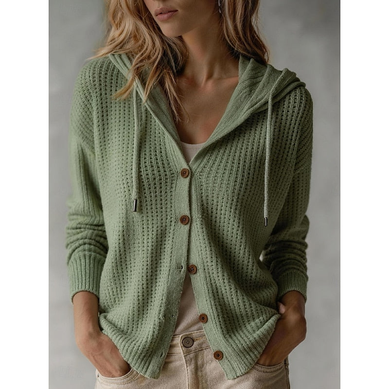 Women's Oversized Hooded Cardigan with a V-Neck