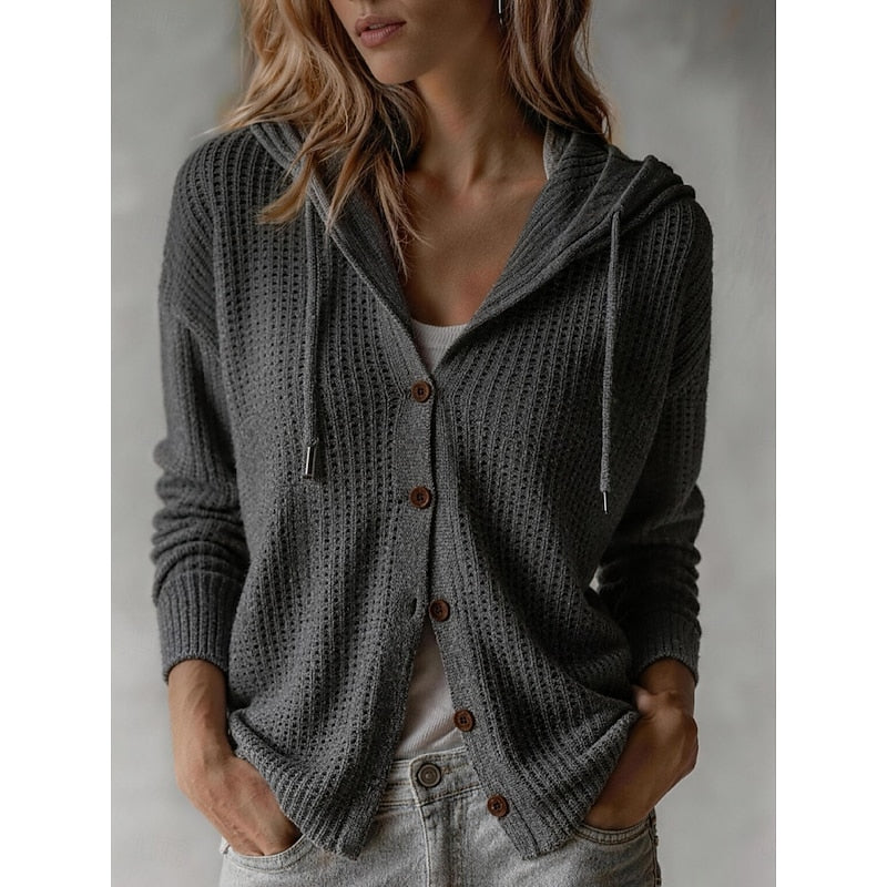 Women's Oversized Hooded Cardigan with a V-Neck