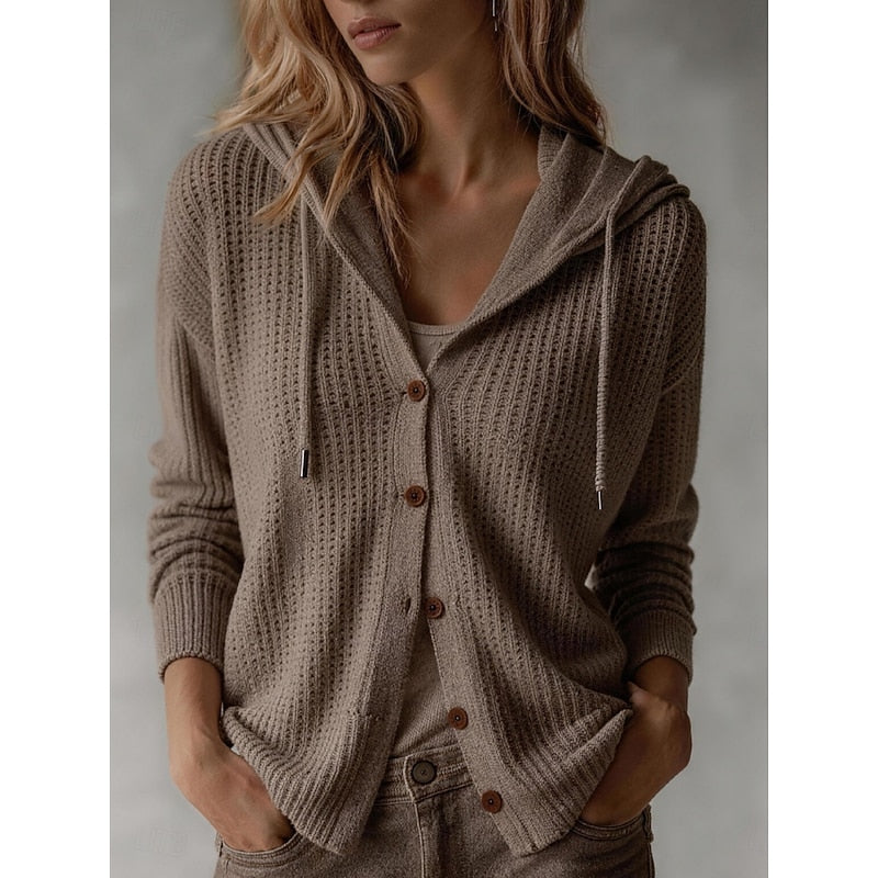 Women's Oversized Hooded Cardigan with a V-Neck