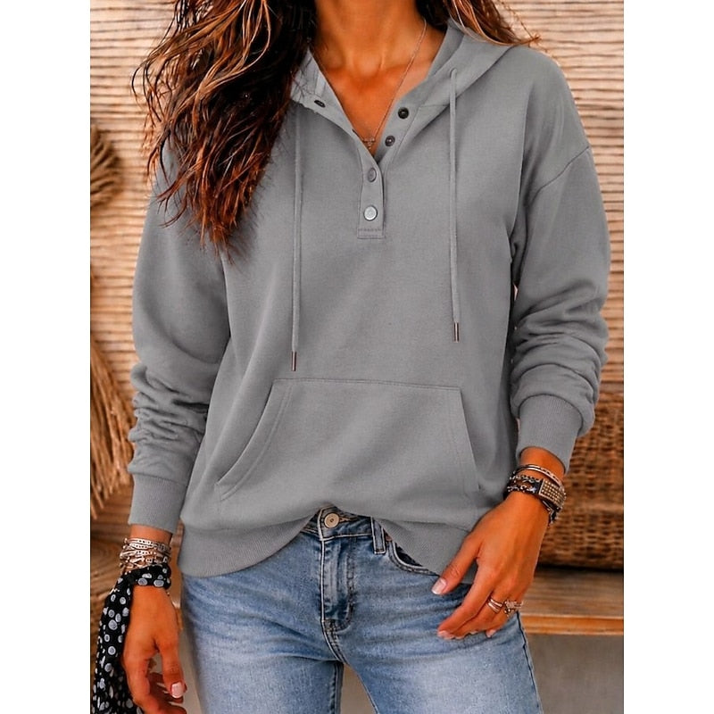 Women’s Hoodie with Hood and Button-Up Collar