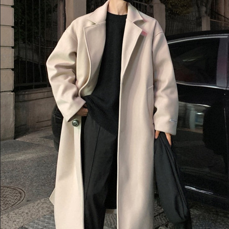 Men’s Winter Coat Elegant British-Style Long Woollen