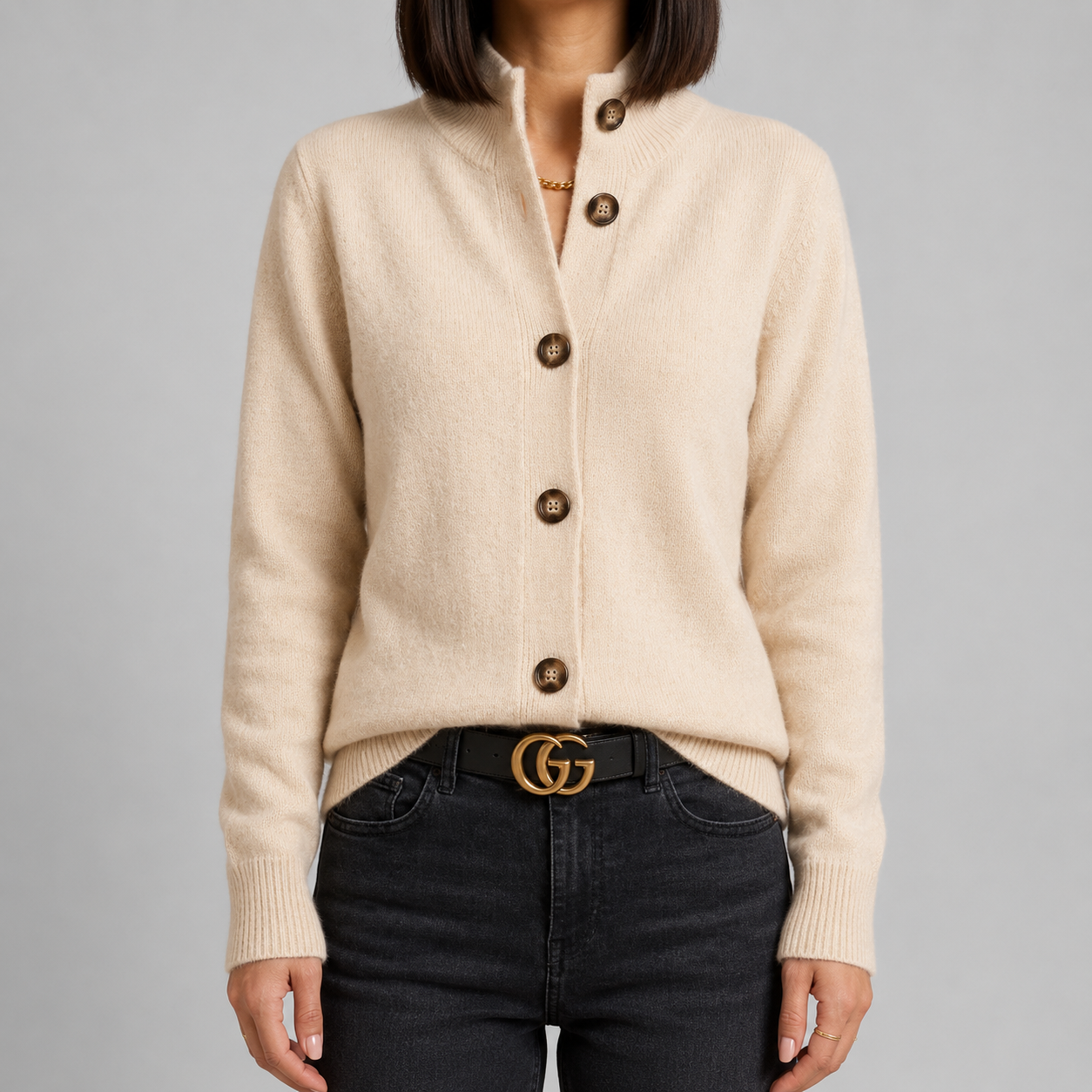High Neck Soft Knit Cardigan