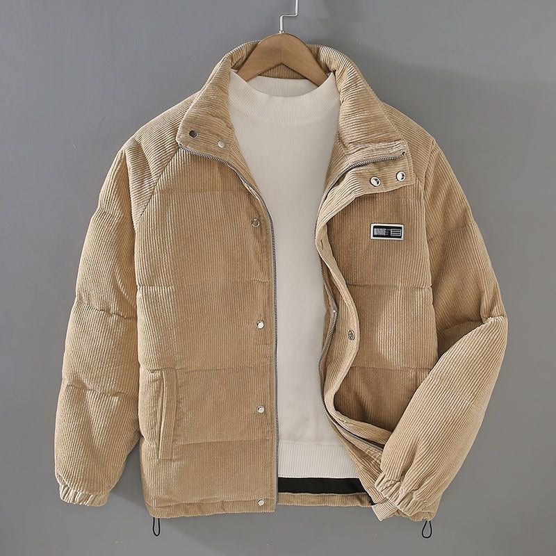 Men’s Puffer Jacket Fine-Ribbed Velvet with Silky Lining and Cotton Filling