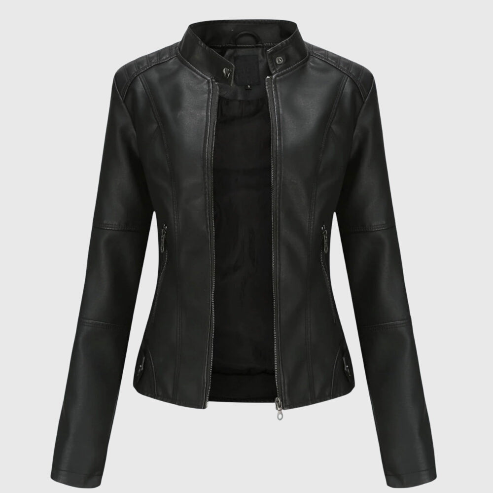 Oversized Women’s Leather Jacket with Buttons