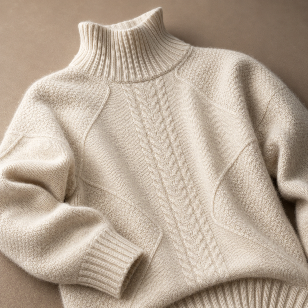 Cable-knit Turtleneck Mock-Neck Sweater