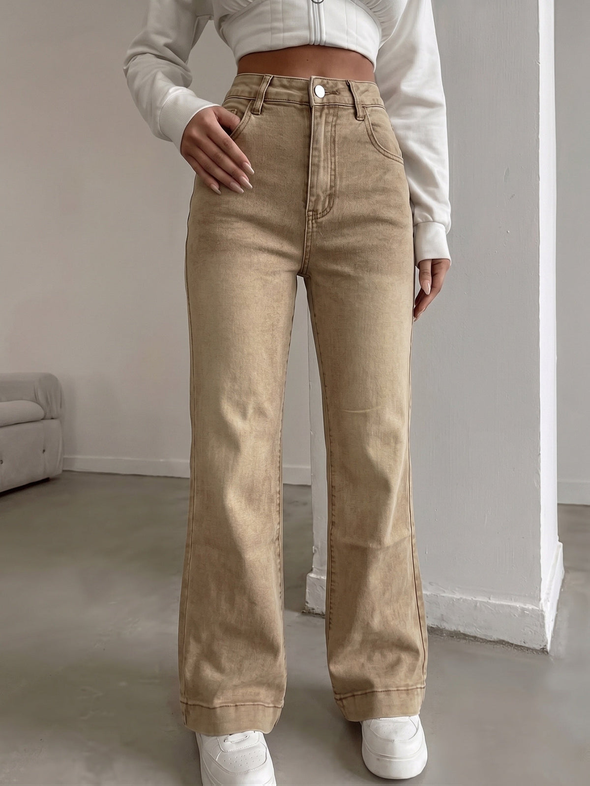 Vintage Brown High Waist Flared Jeans