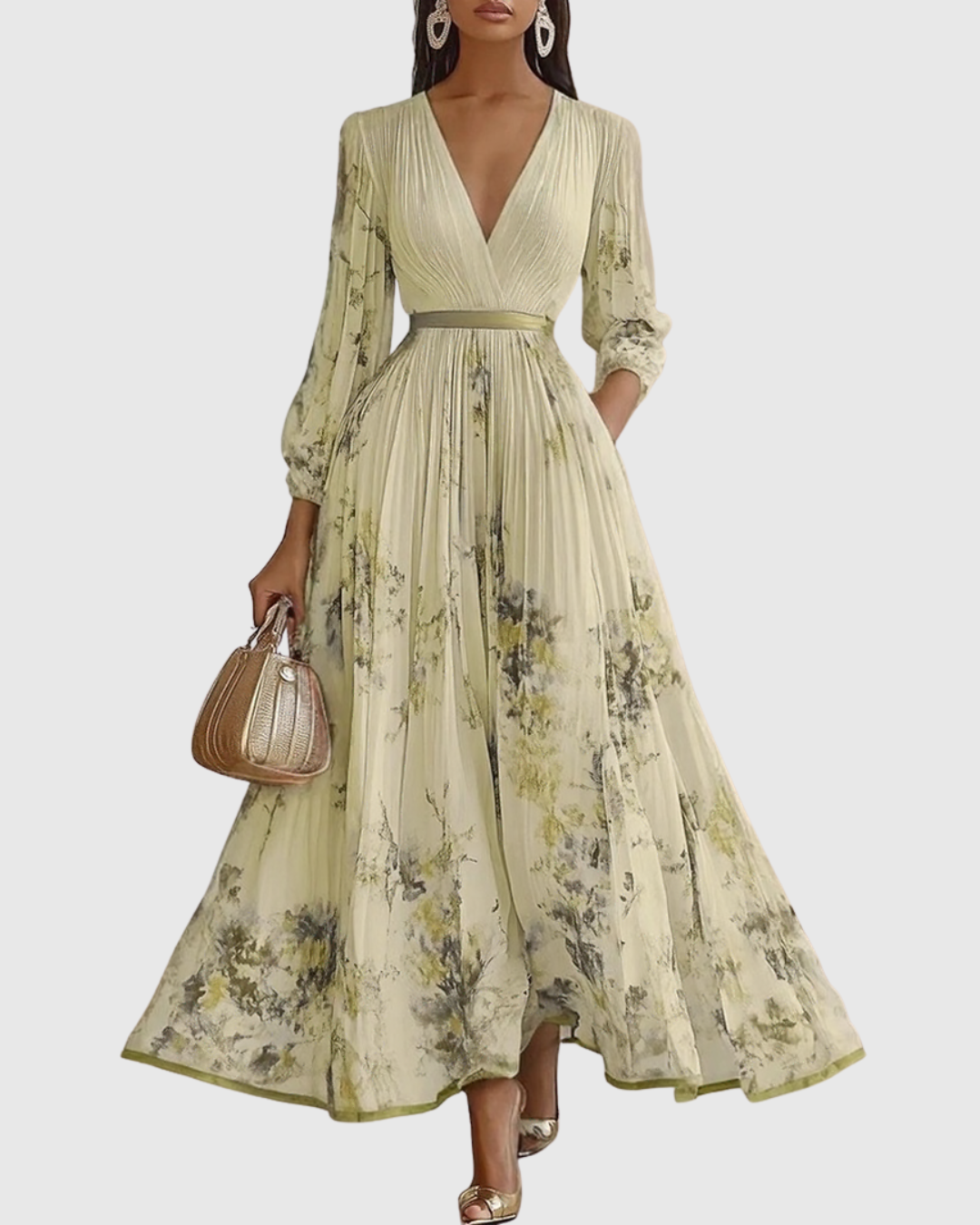 Elegant Formal Pleated Maxi Dress