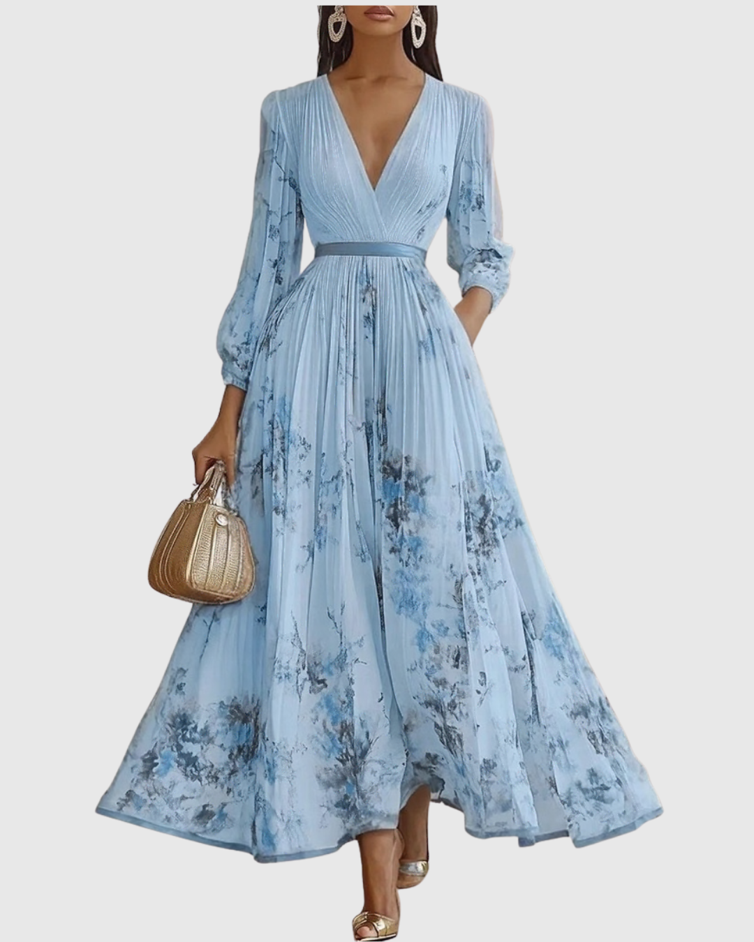 Elegant Formal Pleated Maxi Dress