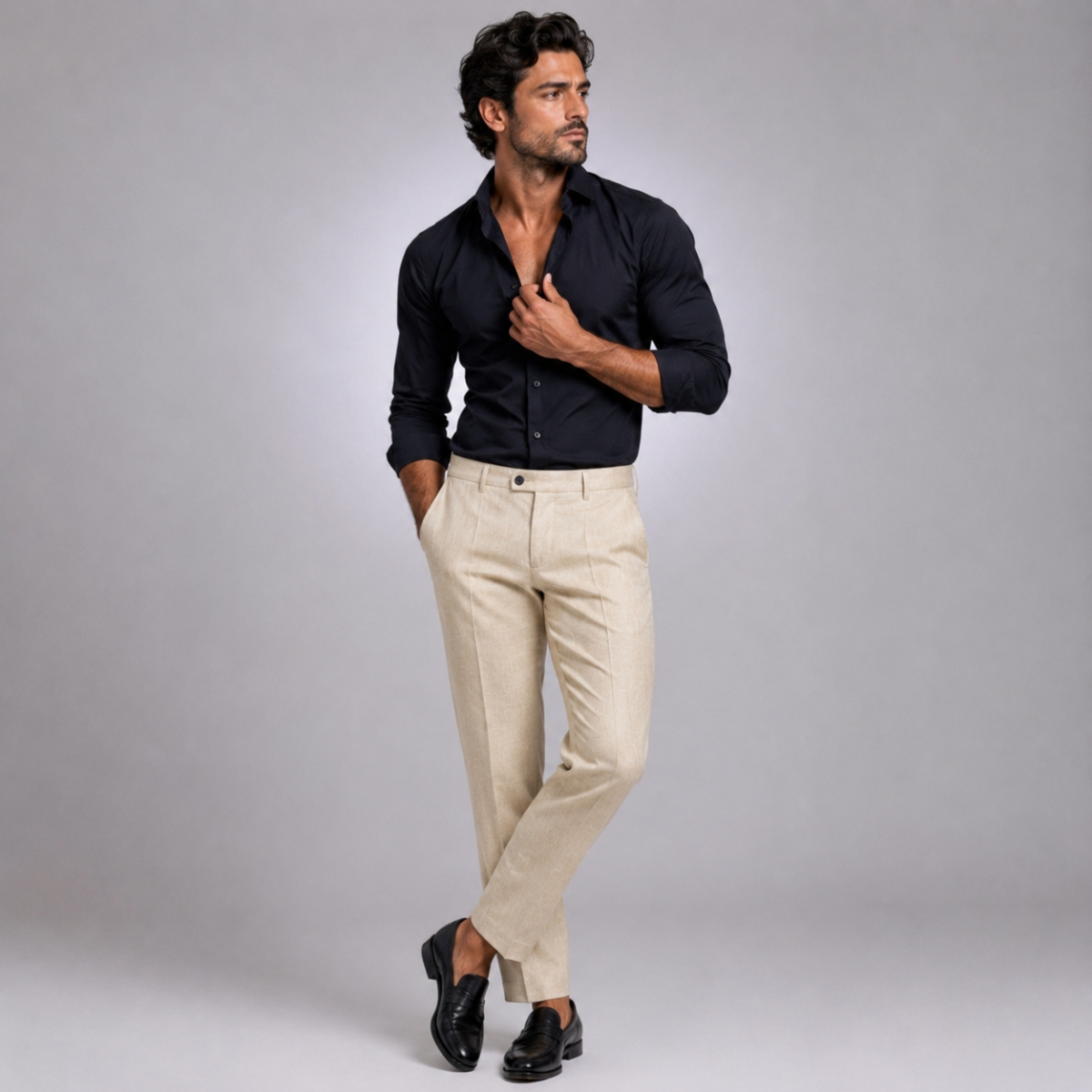 Lightweight, Slim-Fit Casual Linen Dress Pants