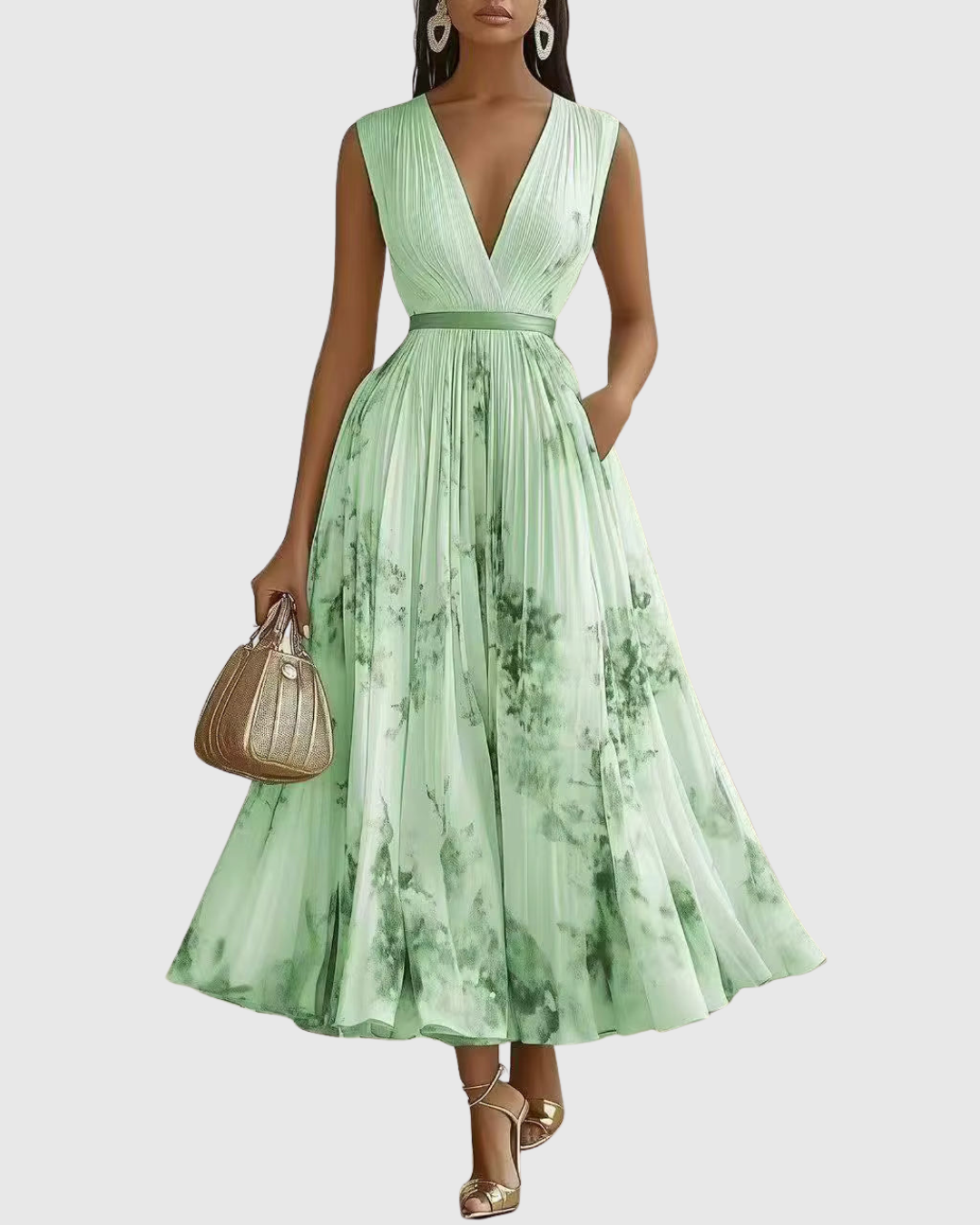 Elegant Formal Pleated Maxi Dress