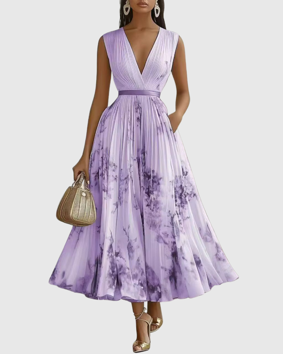 Elegant Formal Pleated Maxi Dress