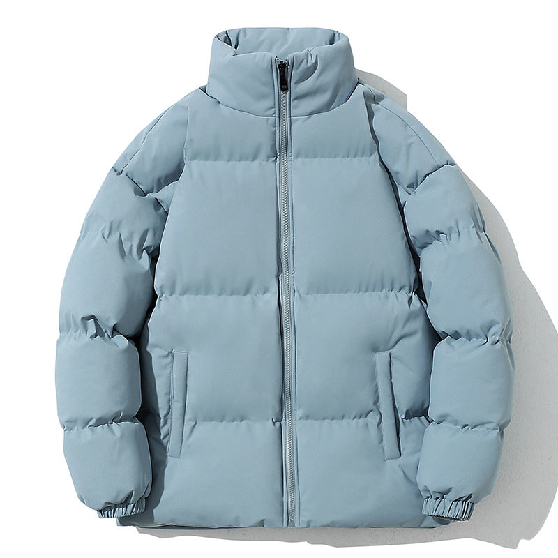 Men’s Puffer Jacket with Geometric Pattern and High Collar