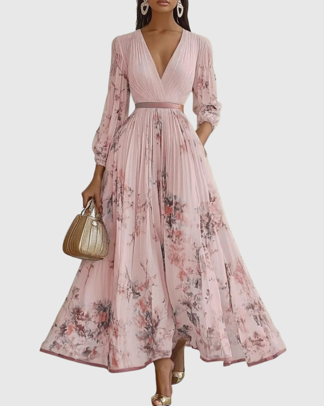 Elegant Formal Pleated Maxi Dress