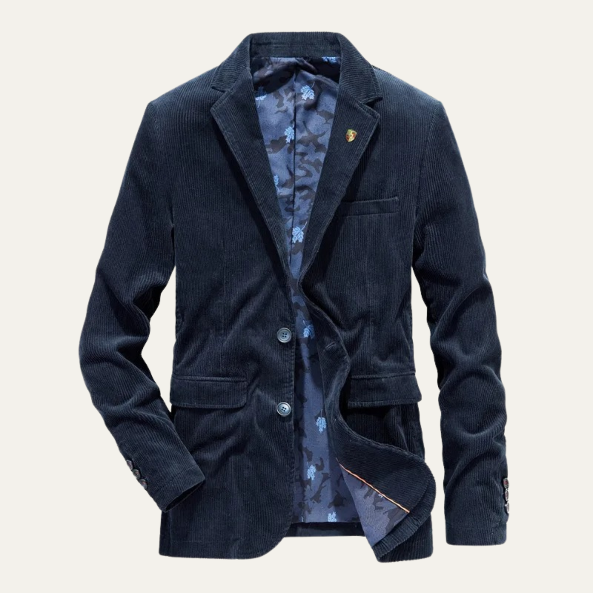 Men’s Ribbed Velvet Blazer with Elbow Patches