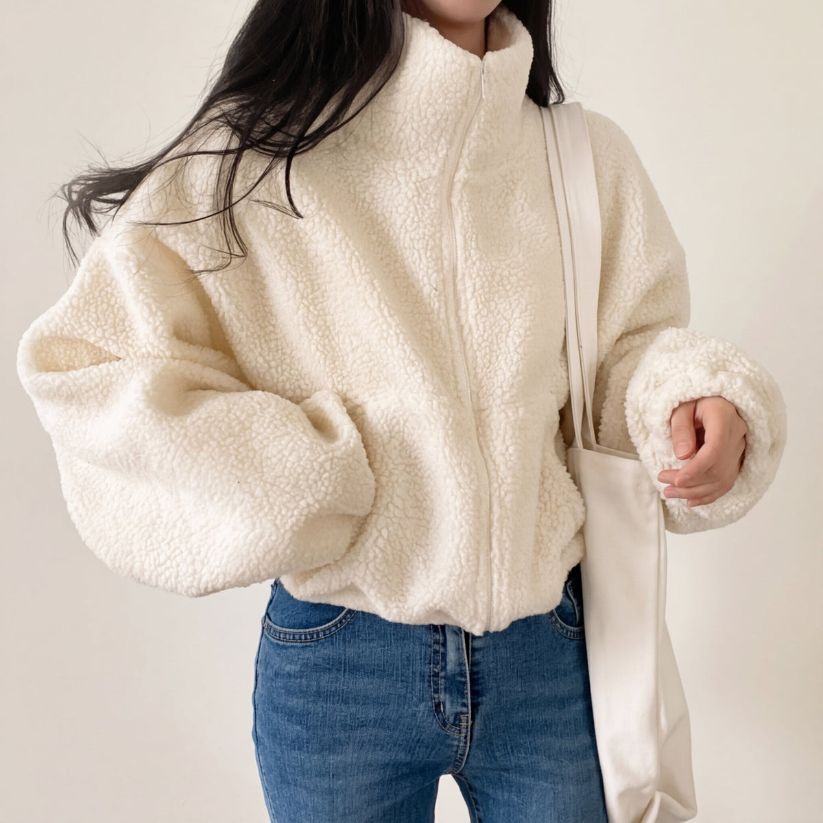 Women's Sherpa Fleece Jacket, Relaxed Fit, Short