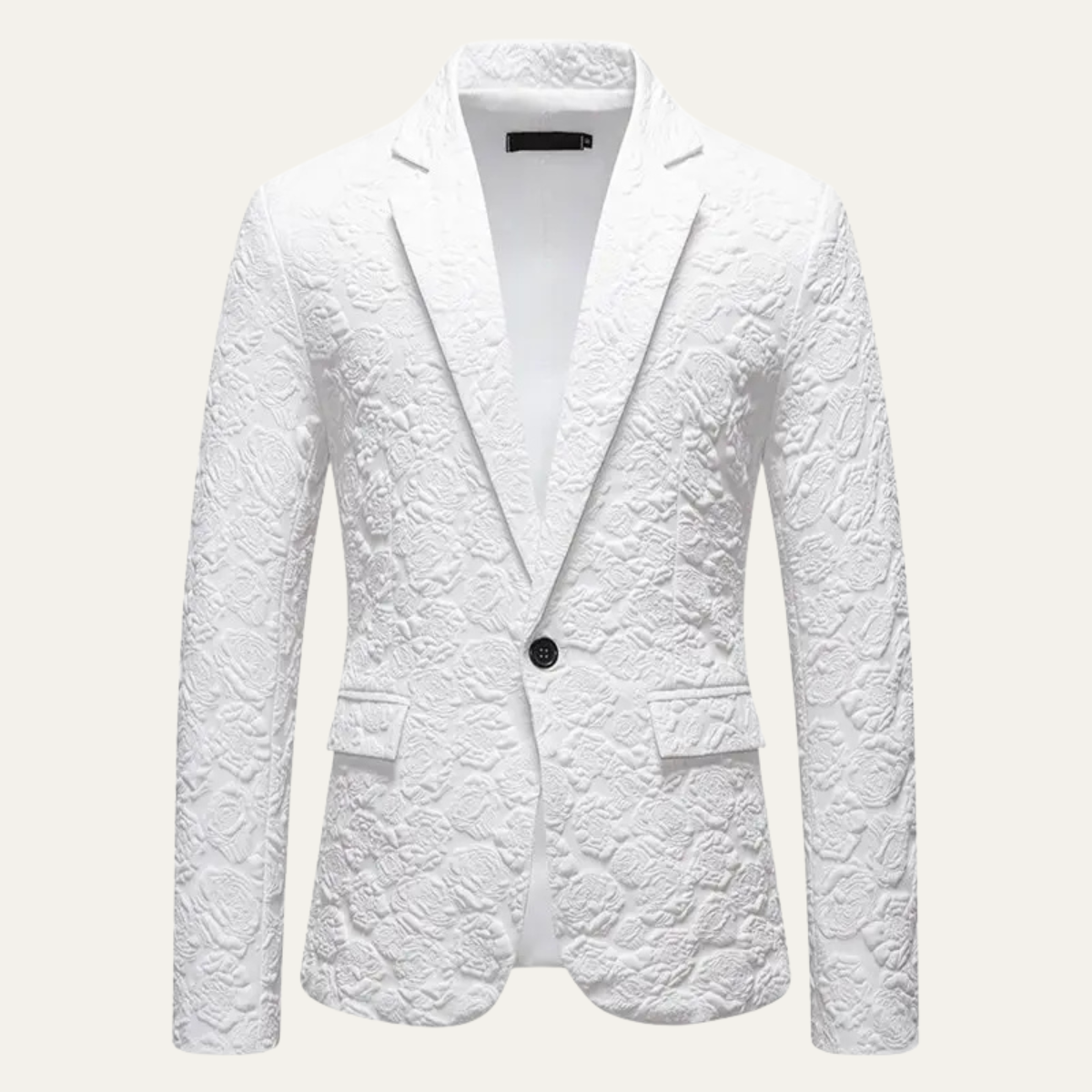 Men’s Slim-Fit Blazer with Embossed Rose Pattern