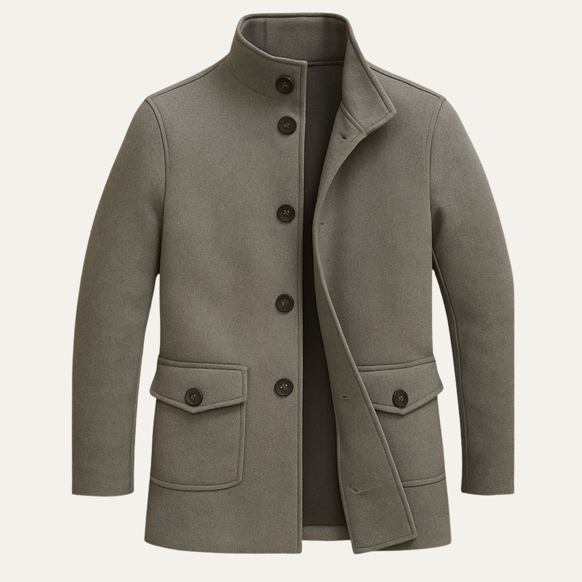 Men’s Winter Jacket Elegant Wool-Blend Tailored Fit with Structured Collar