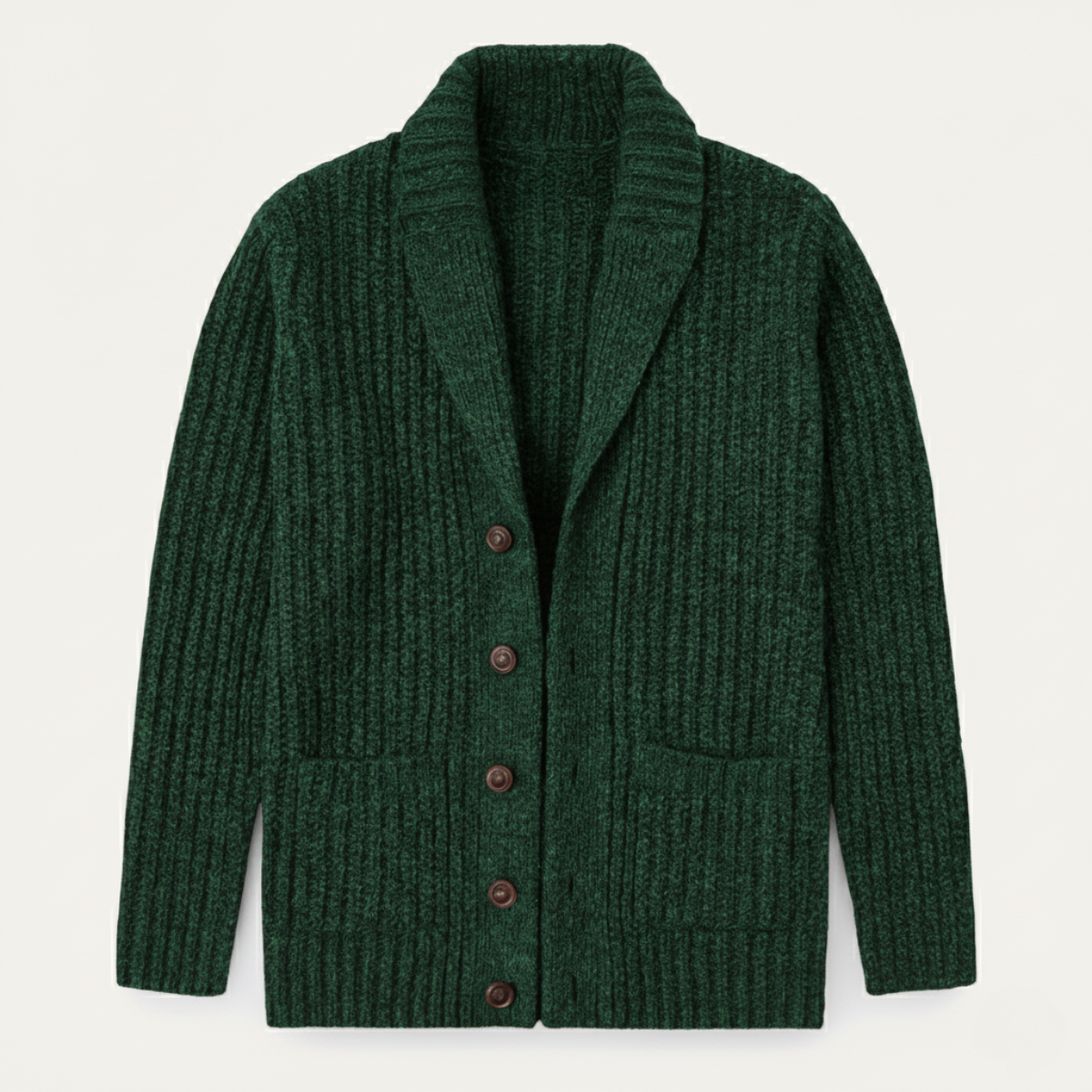Men's Crew-Neck Shawl-Front Chunky-Knit Cardigan