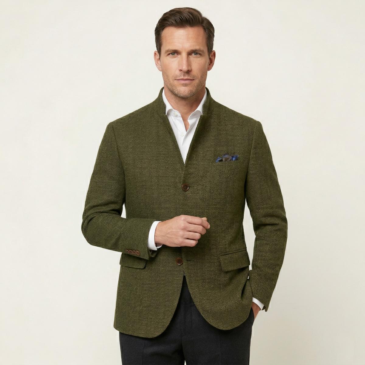 Men’s Slim-Fit Single-Breasted Tweed Wool Blazer