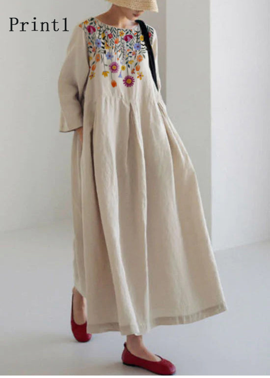 Apricot Cotton Patchwork Maxi Dress