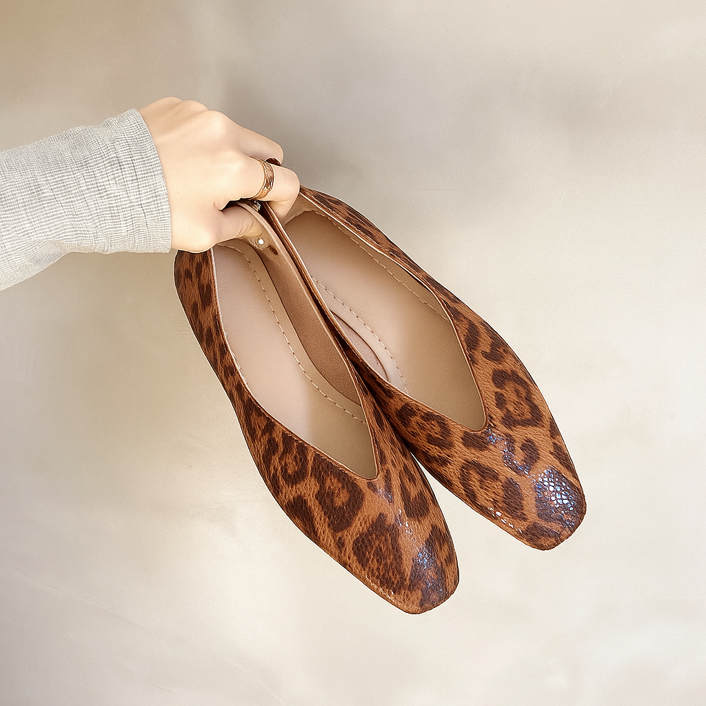 Women’s Animal Print Vegan Leather Ballet Flats