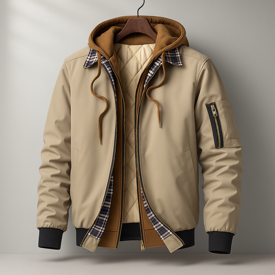 Men’s Winter Jacket with Hood and Quilted Lining – Water-Repellent