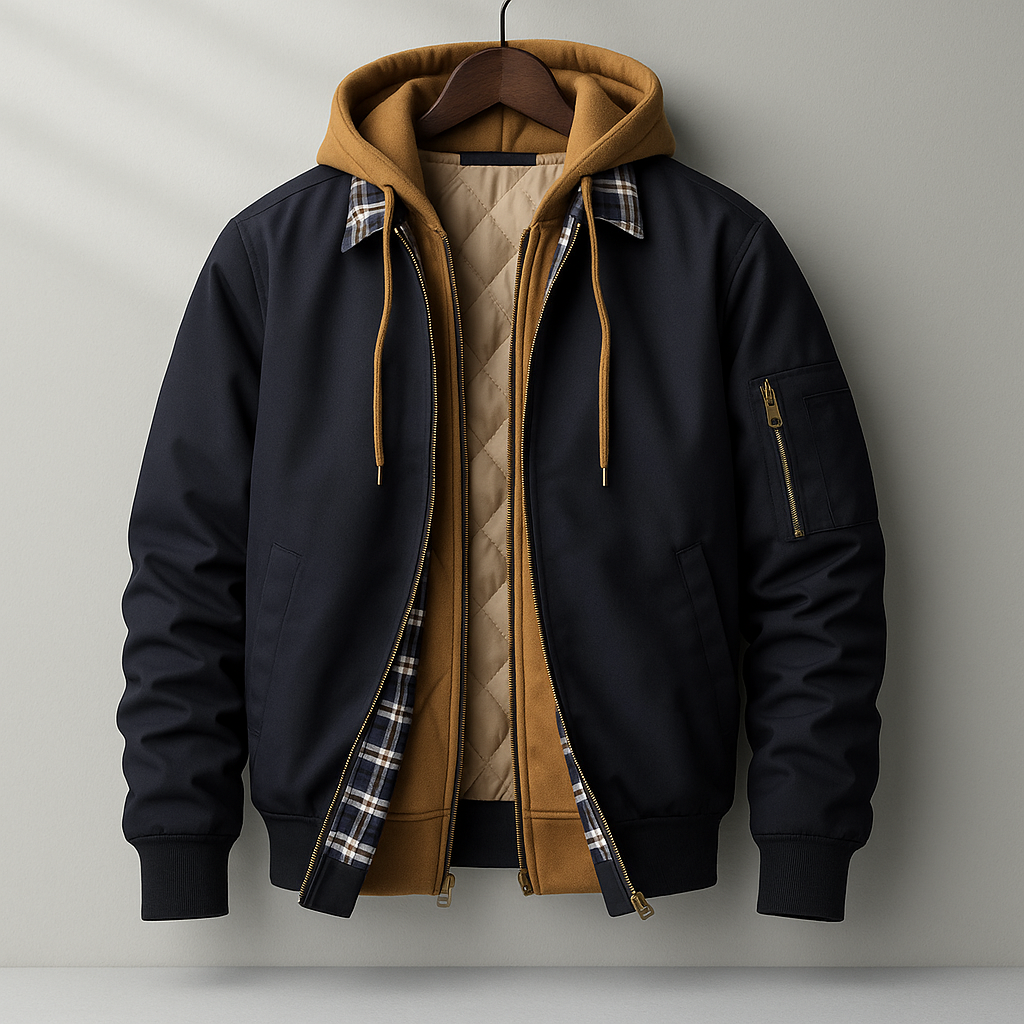 Men’s Winter Jacket with Hood and Quilted Lining – Water-Repellent