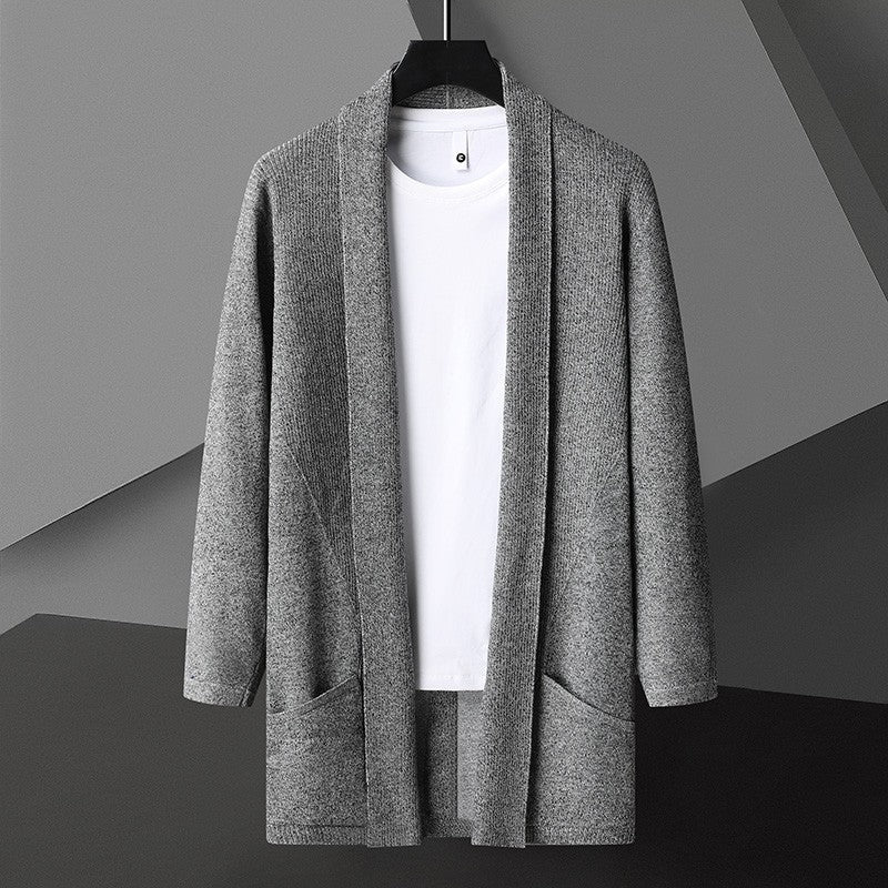 Men’s Open-Front Cardigan with Batwing Sleeves