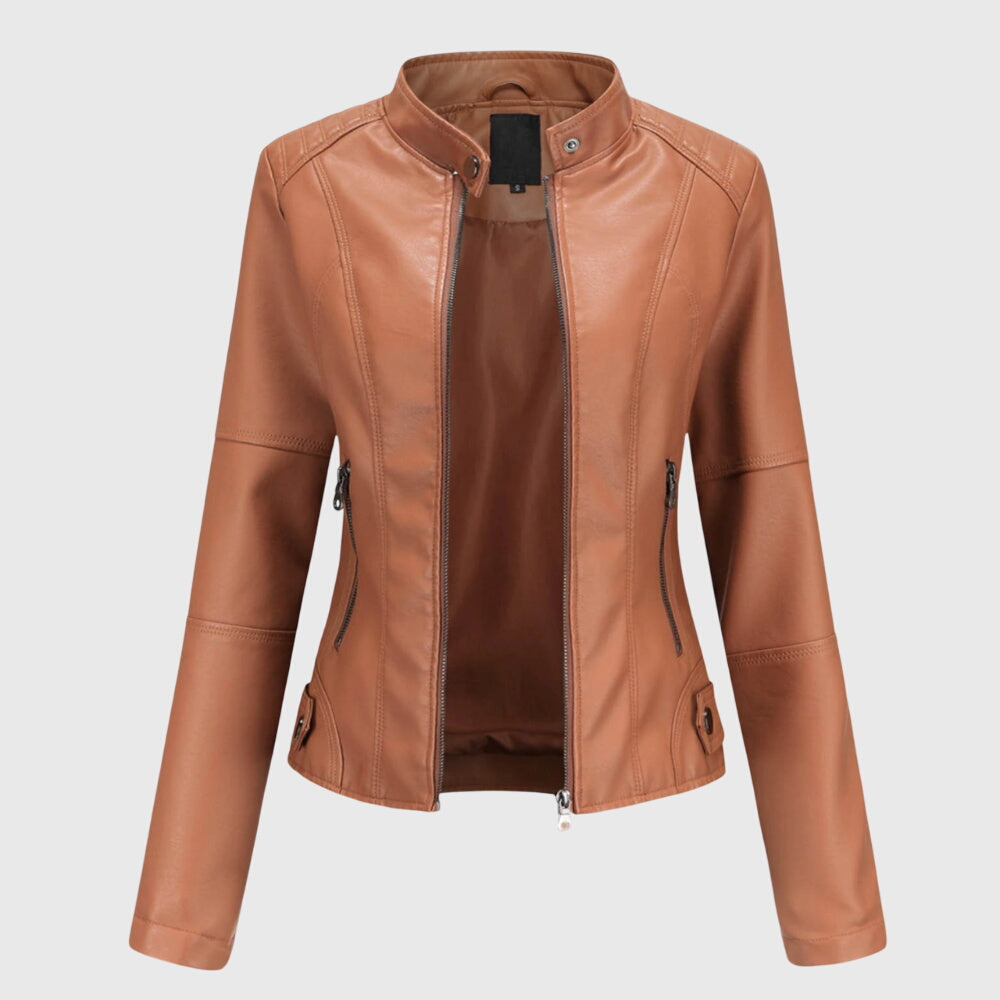 Oversized Women’s Leather Jacket with Buttons
