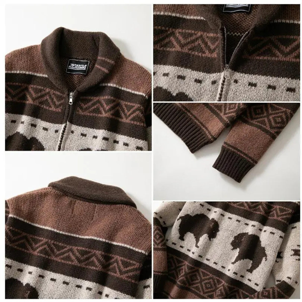 Men’s Retro Buffalo Print Full-Zip Winter Cardigan