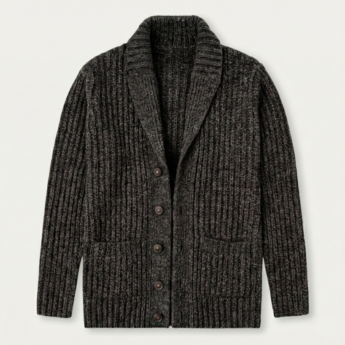 Men's Crew-Neck Shawl-Front Chunky-Knit Cardigan