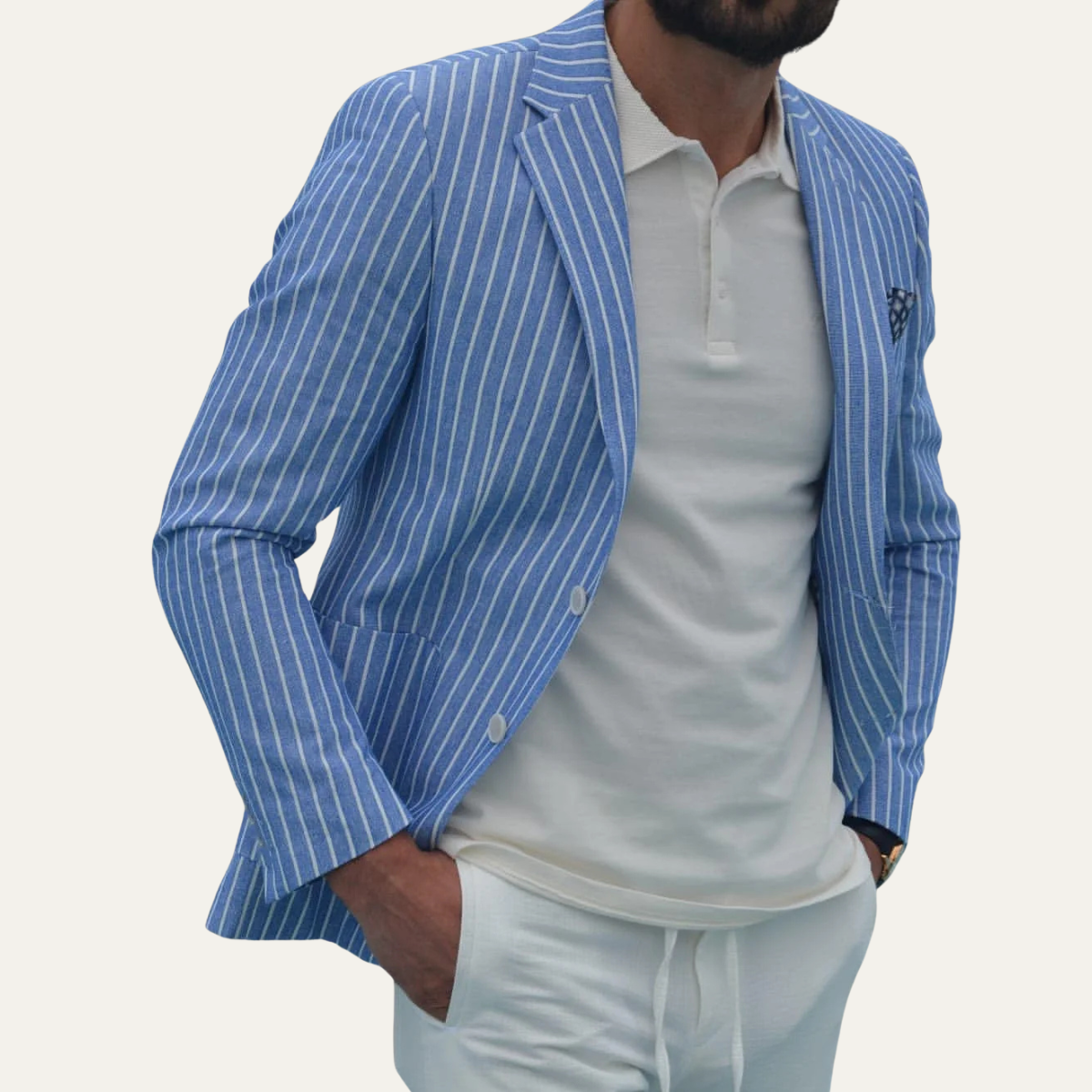 Men’s Breathable Striped Linen Summer Blazer