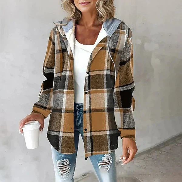 Women’s Cardigan with Hood, Drawstring and Patterned Print