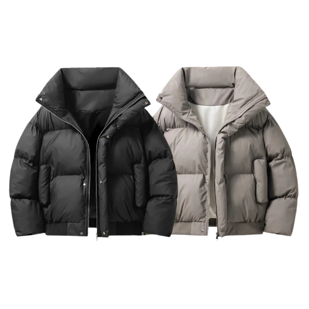 Men’s Puffer Jacket Winter Down with Lambswool Padded Lining and Zip
