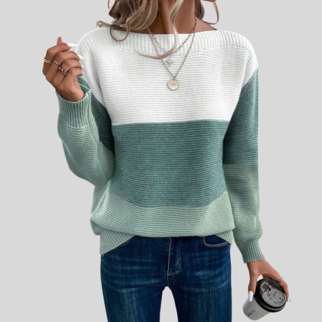 Women's Oversized Lightweight Ombré Crew-Neck Sweater