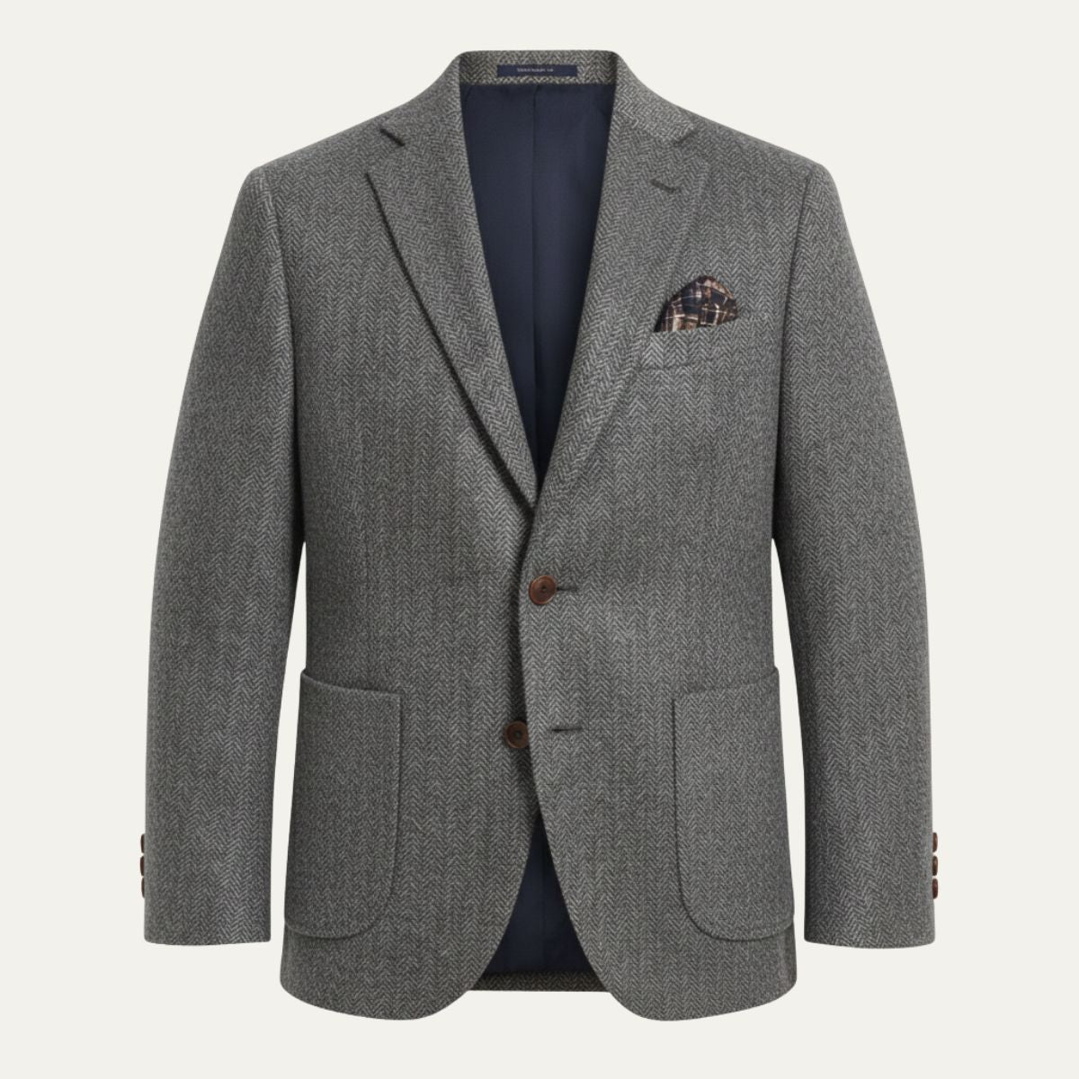 Men’s Single-Breasted Herringbone Tweed Wool Blazer
