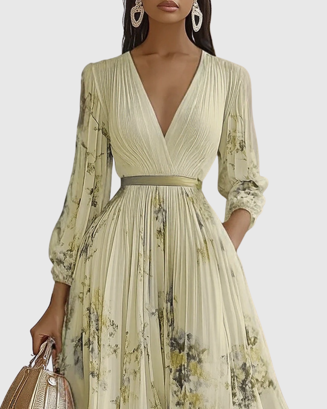 Elegant Formal Pleated Maxi Dress