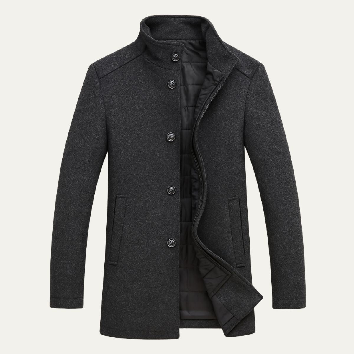 Men's Wool Coat with Structured Collar