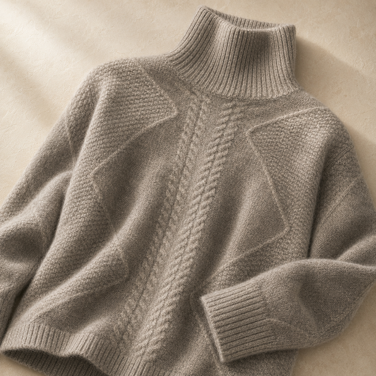 Cable-knit Turtleneck Mock-Neck Sweater