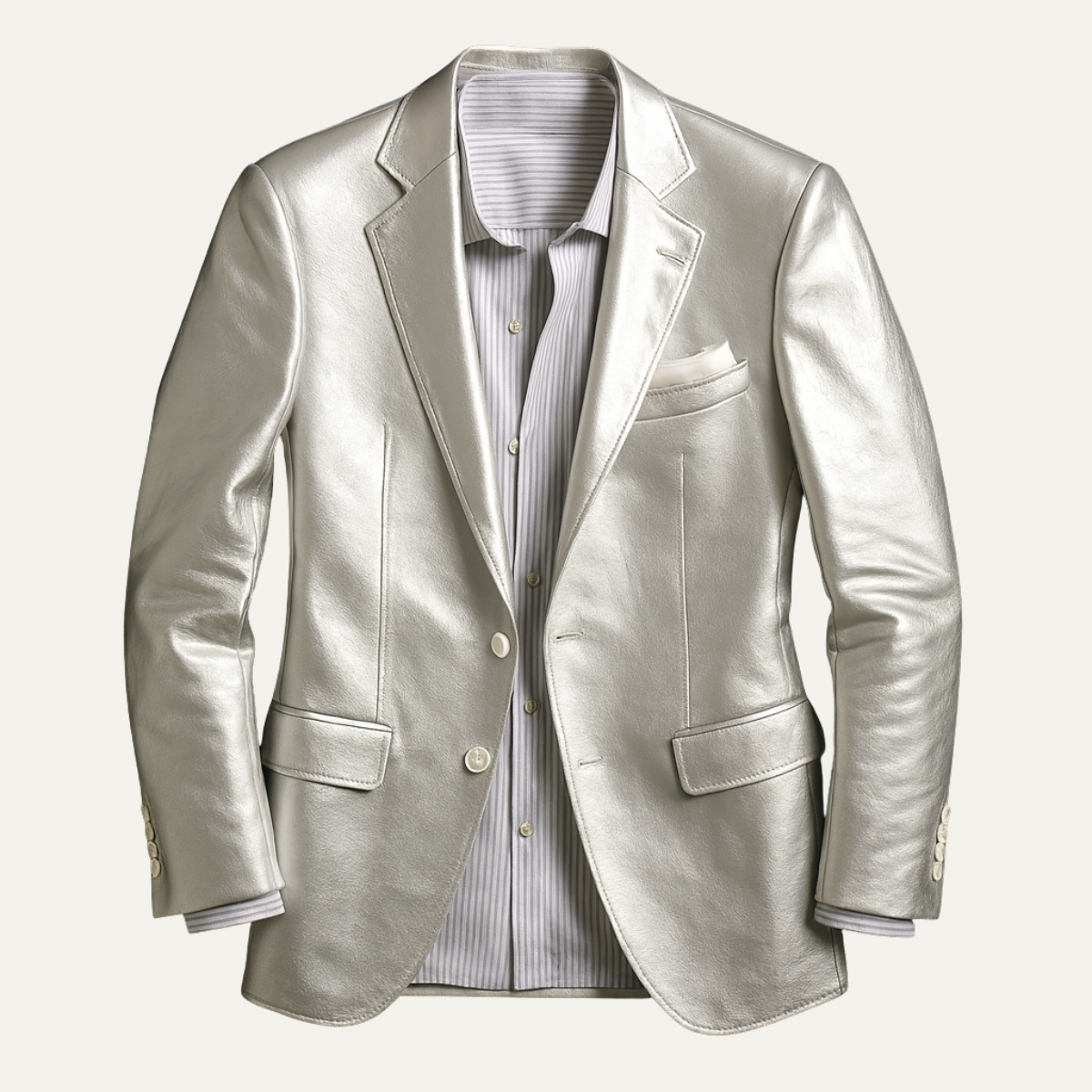 Men’s Slim-Fit Silver Metallic Blazer