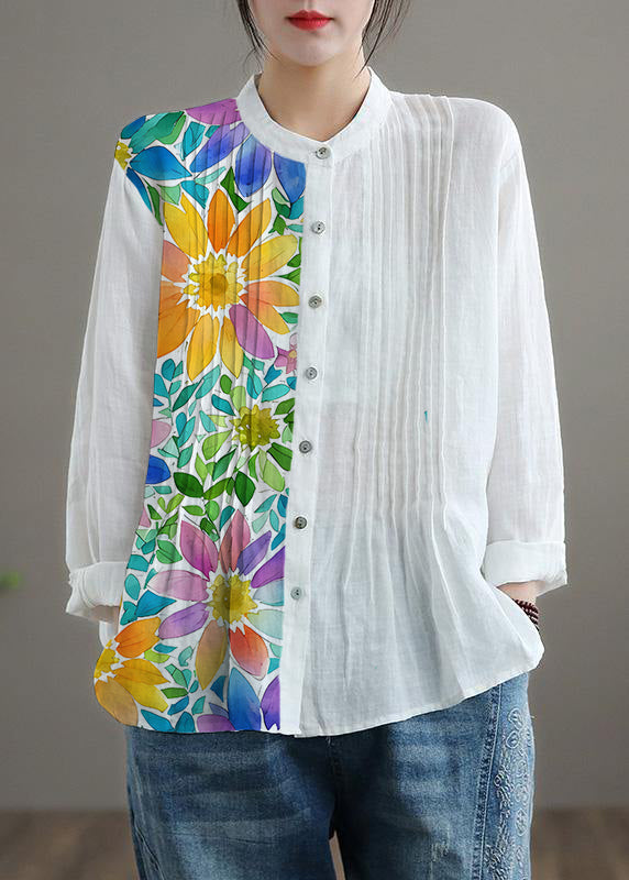 Organic White Linen Tunic Blouse