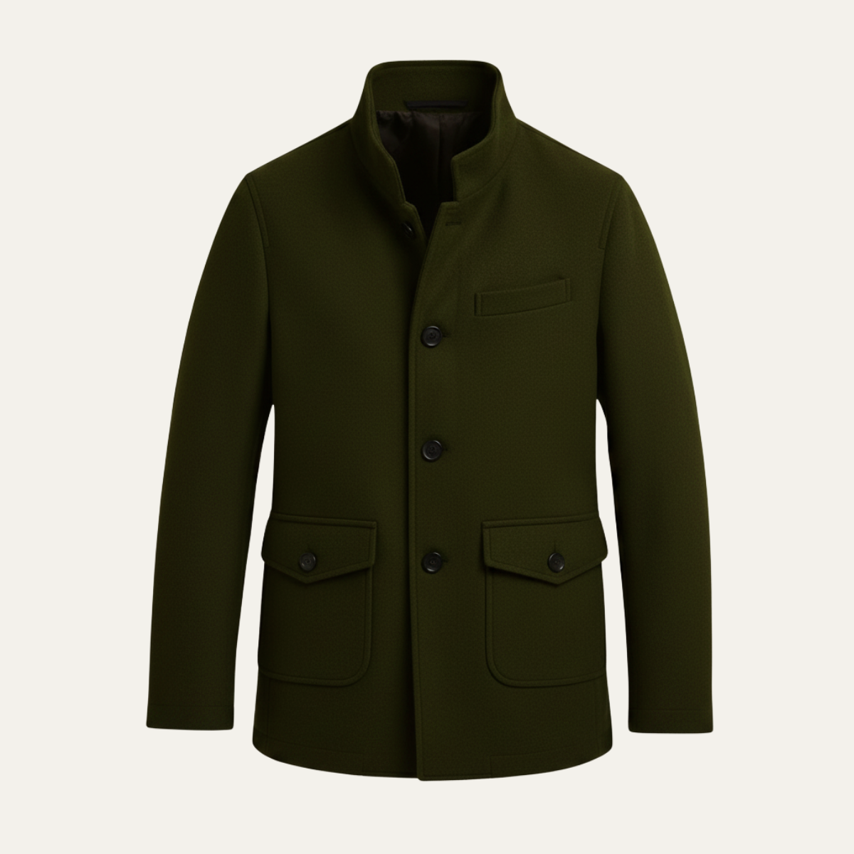 Men’s Winter Jacket Elegant Wool-Blend Tailored Fit with Structured Collar