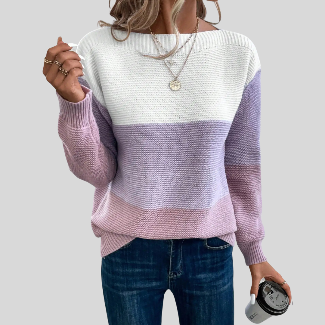 Women's Oversized Lightweight Ombré Crew-Neck Sweater
