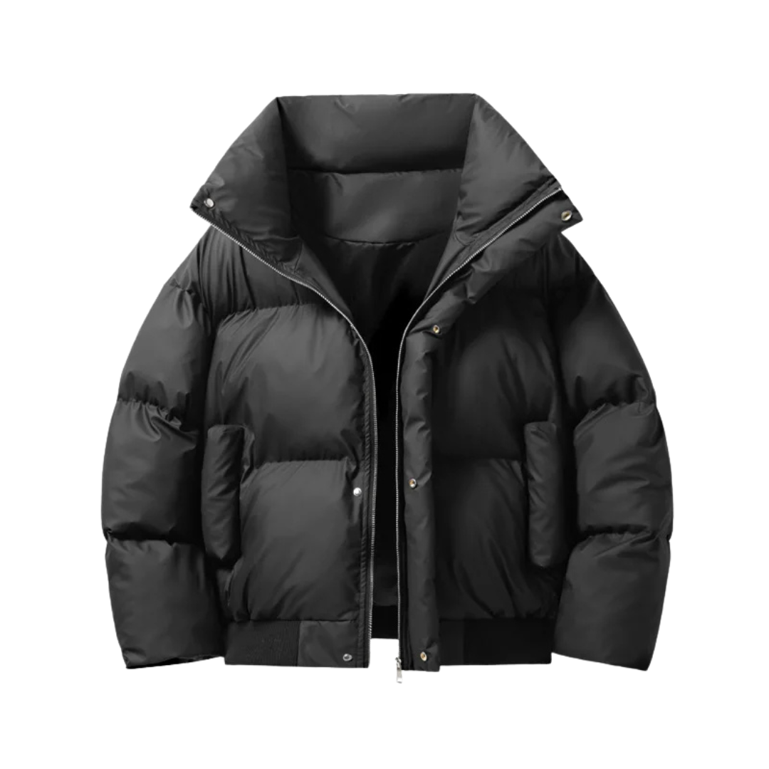 Men’s Puffer Jacket Winter Down with Lambswool Padded Lining and Zip