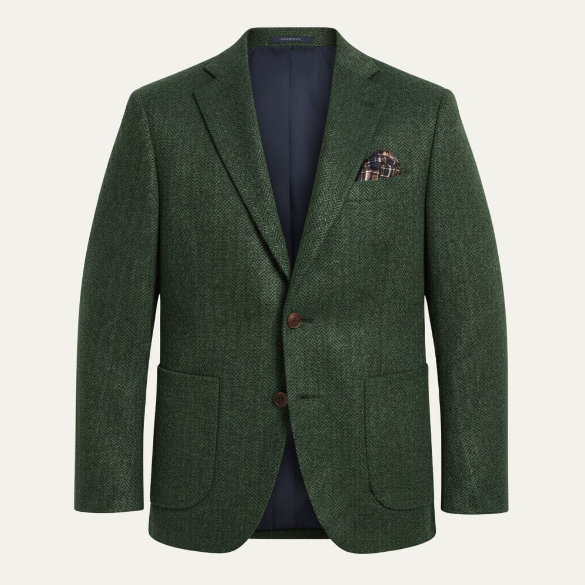 Men’s Single-Breasted Herringbone Tweed Wool Blazer