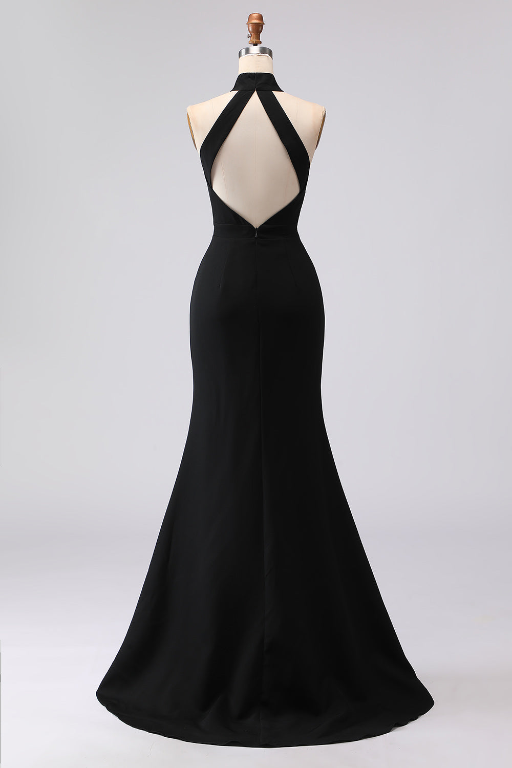 Classic Black Halter Neck Mermaid Long Evening Dress