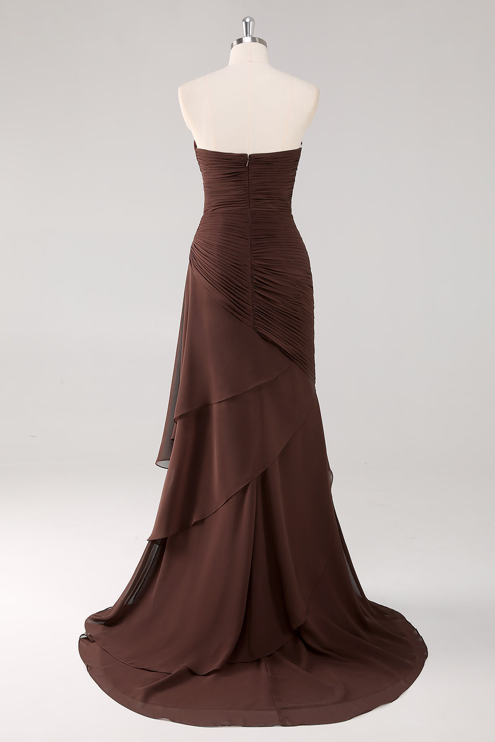 Elegant Dark Green Ruffled Evening Maxi Dress