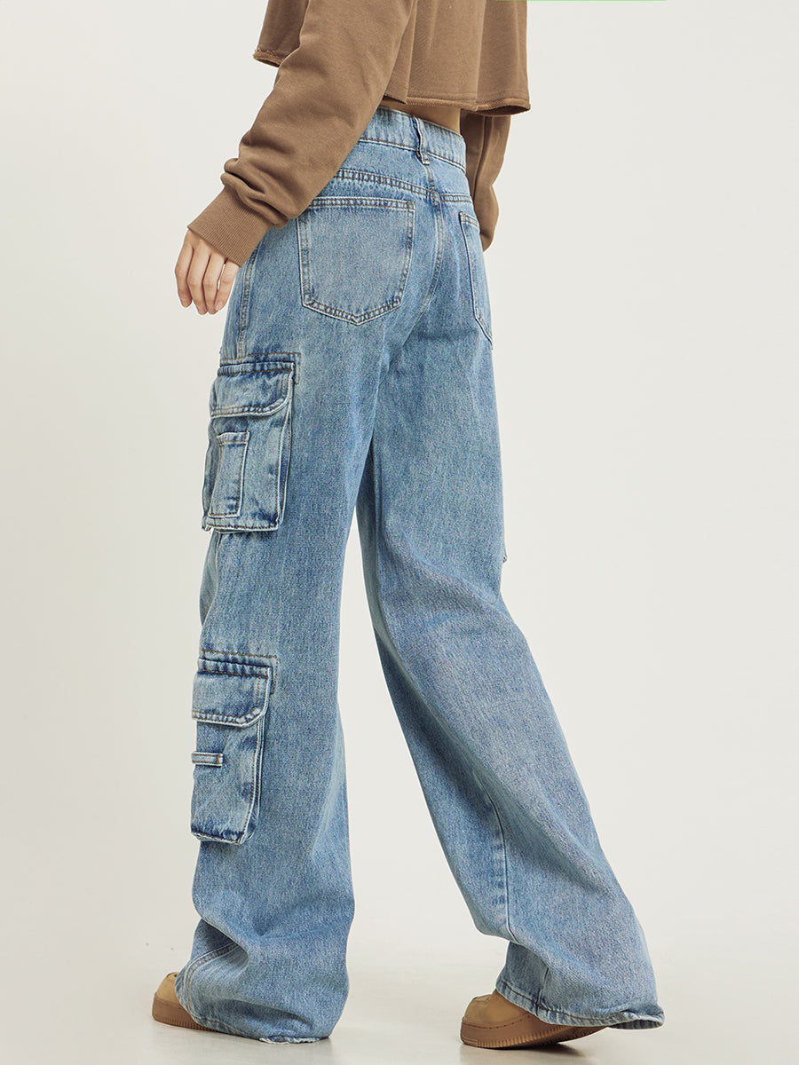 Women's Baggy Cargo Jeans, Relaxed Fit